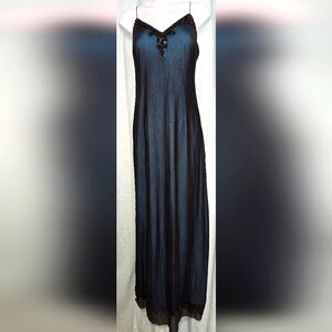 Rimini Embellished Emerald Evening Gown w/ Sheer Black Overlay